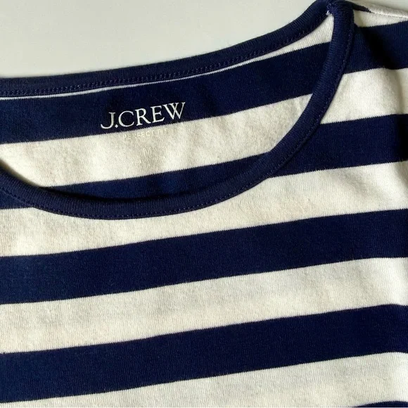 J.Crew Perfect Fit Striped Tee Blue Ivory Medium Fitted - Picture 4 of 8